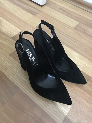 36 Beden Siyah kalın topuklu stiletto tarzı
