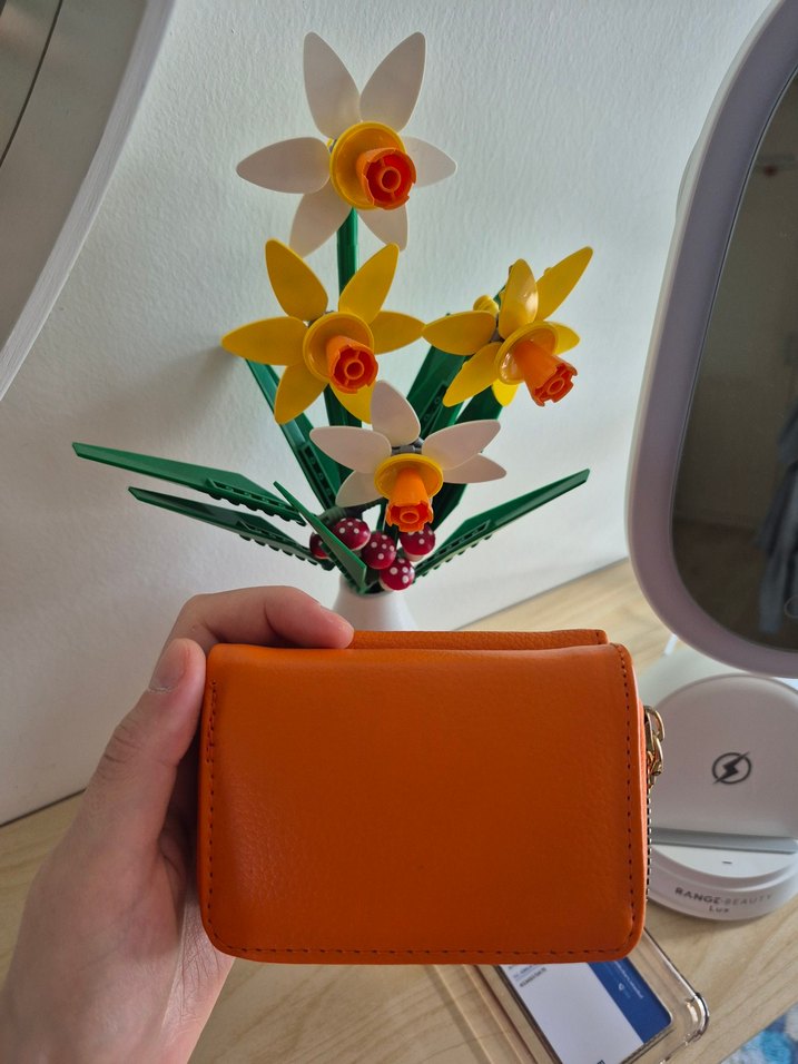 Turuncu Suni Deri Fermuarlı Kadın Cüzdan - Görsel 3