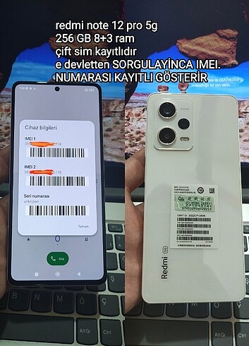 REDMİ NOTE 12 PRO 5G 256 GB 8+8 RAM KAYITLI 