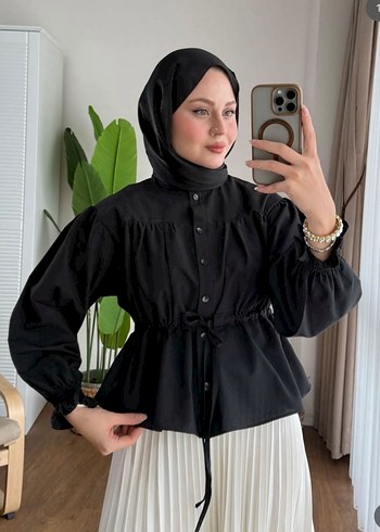 Diğer Diger Siyah Etnik Desenli Uzun Kollu Bluz