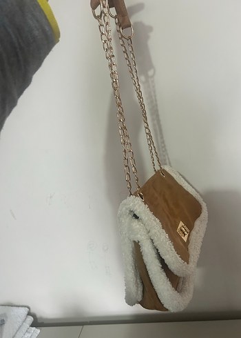 Kürk Detaylı Kahverengi Süet Kadın Çanta - Görsel 4