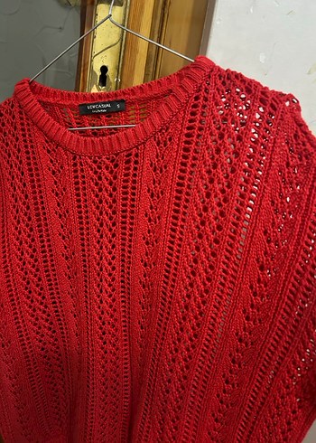 Kırmızı Örgü Kadın Triko Kazak - Görsel 2