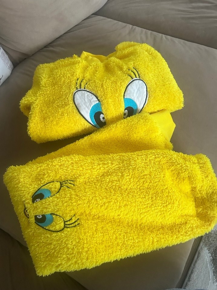 Kız Çocuk Sarı Polar Pijama Takımı - Görsel 2