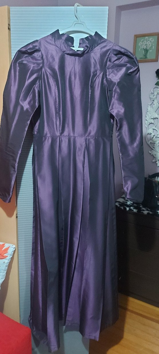 Uzun Mor Gotik Kadın Elbise - Görsel 2