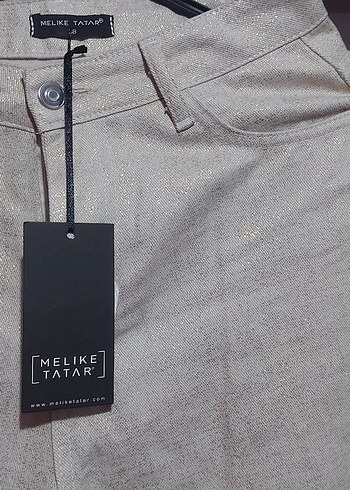 krem varaklı pantalon - Görsel 4