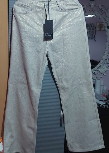 krem varaklı pantalon - Görsel 5