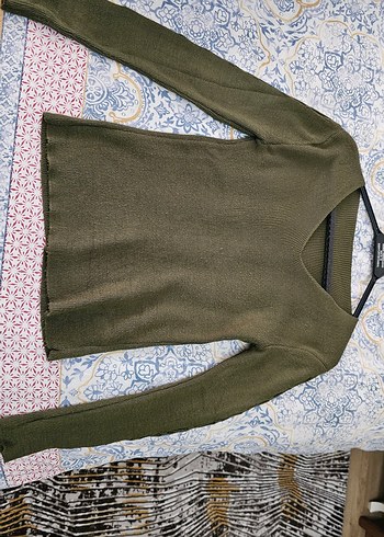 Kadın V Yaka Fitilli Triko Kazak - Görsel 2