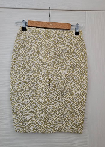 Bej Zebra Desenli Midi Pilili Etek s beden - Görsel 2