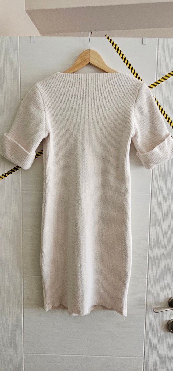 Pamuklu V Yaka Kısa Kollu Triko Elbise S beden - Görsel 3