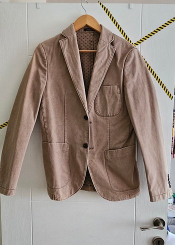 Bej keten kumaş Erkek Ceket Düğmeli - Görsel 2
