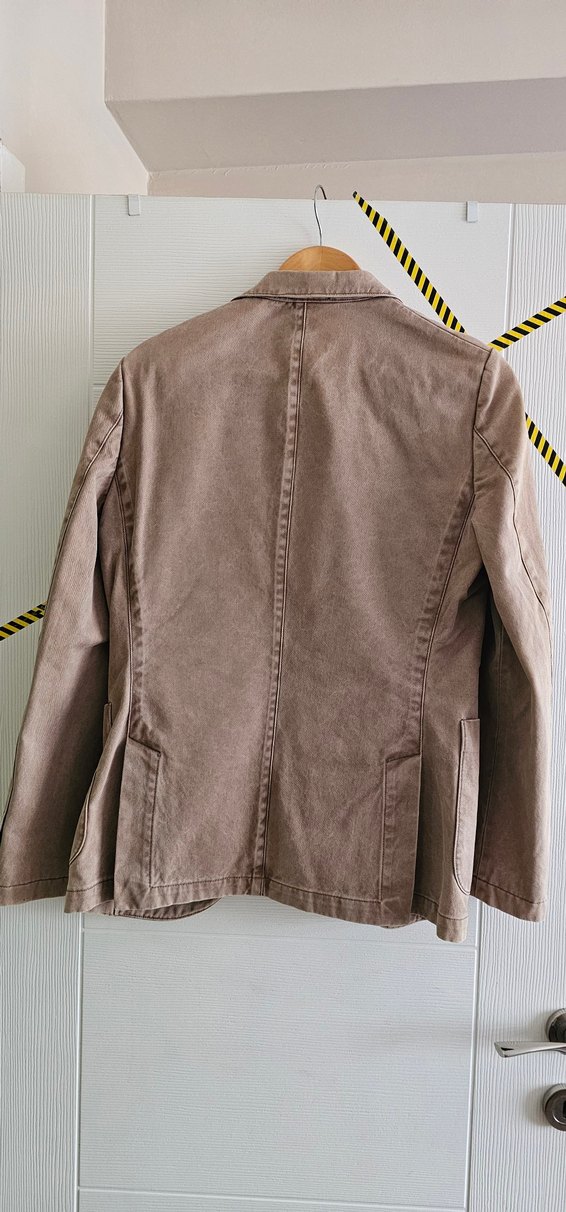 Bej keten kumaş Erkek Ceket Düğmeli - Görsel 3