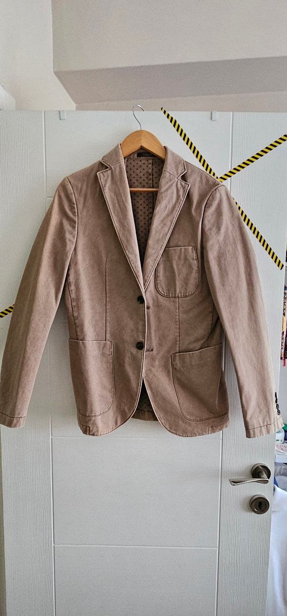 Bej keten kumaş Erkek Ceket Düğmeli - Görsel 2