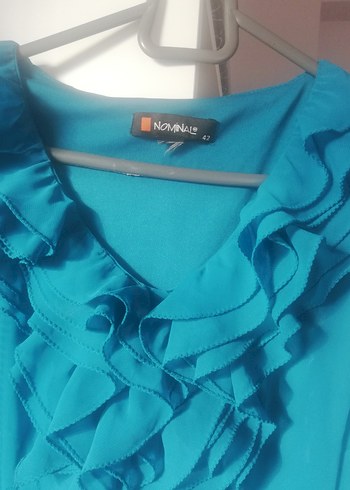 Zara Uzun Turkuaz Fırfırlı Bohem Elbise