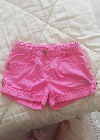 Kız Çocuk Pembe Düğmeli Pamuklu Şort