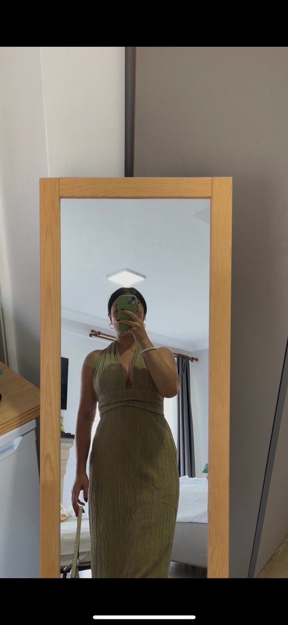 Bohem Tarzı Camel Renk Uzun Askılı Elbise - Görsel 3