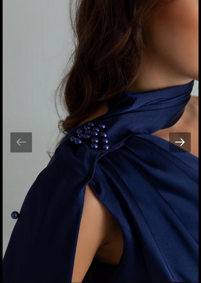 Parlak Lacivert Drapeli Uzun Abiye Elbise - Görsel 3