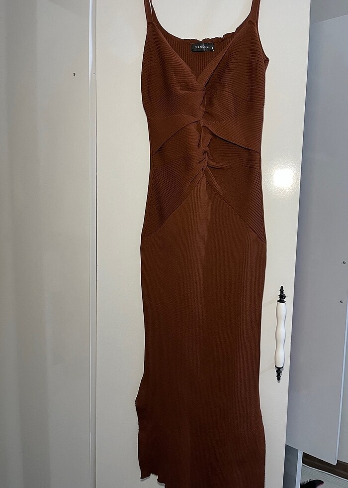 Kahve elbise - Görsel 3