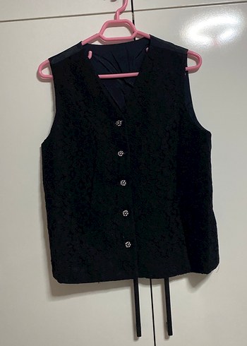 Düğmeli Siyah Midi Goth Kadın Yelek