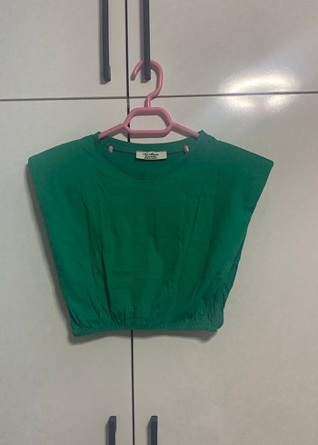 Diğer Yeşil Kısa Salaş Kadın Crop Top