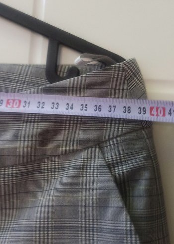 38 Beden Gri Düğmeli Kadın Kumaş Pantolon