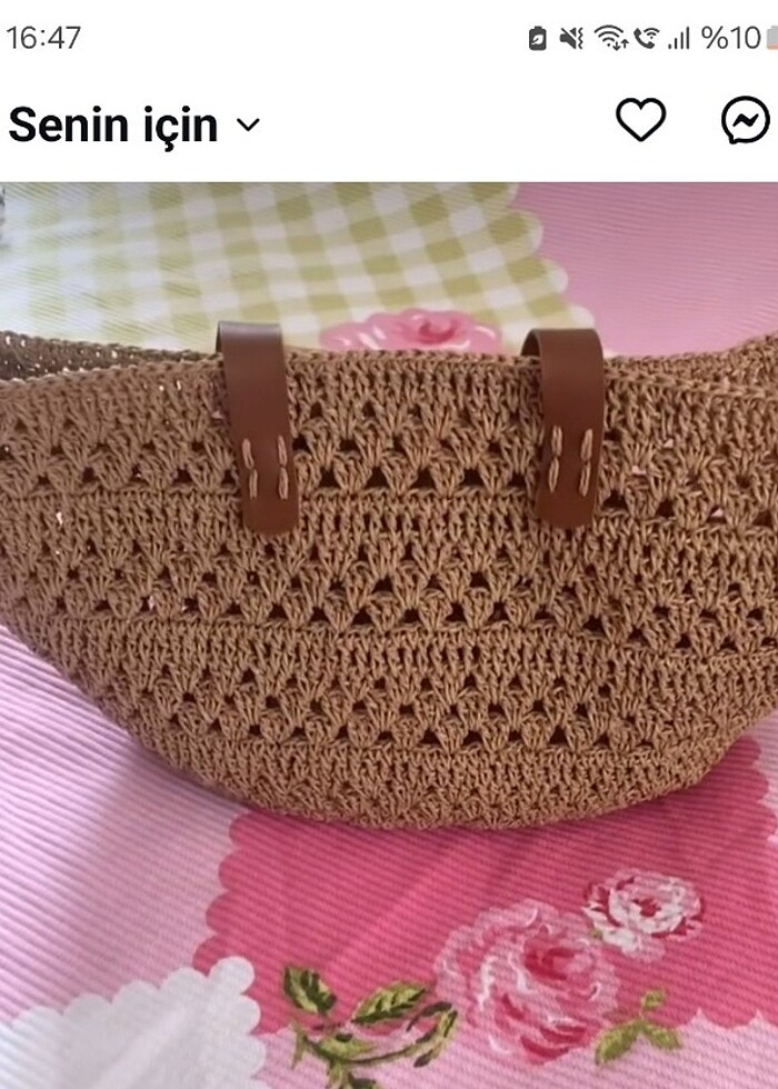 El tapimi plaj çantası, örgü çanta 40 cm uzunluk  - Görsel 2