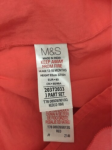 12-18 Ay Beden M&S ince kadife albise