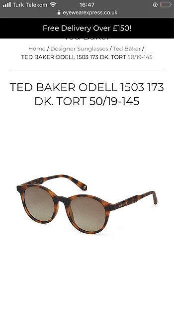 Ted Baker Orijinal TED baker güneş gözlüğü