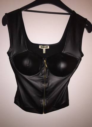 Deri crop top üst (Cream&Rouge;)