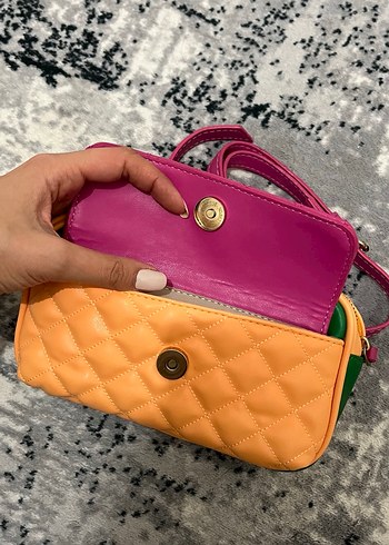 Elle Renkli Kadın Fermuarlı Omuz Çantası - Görsel 2