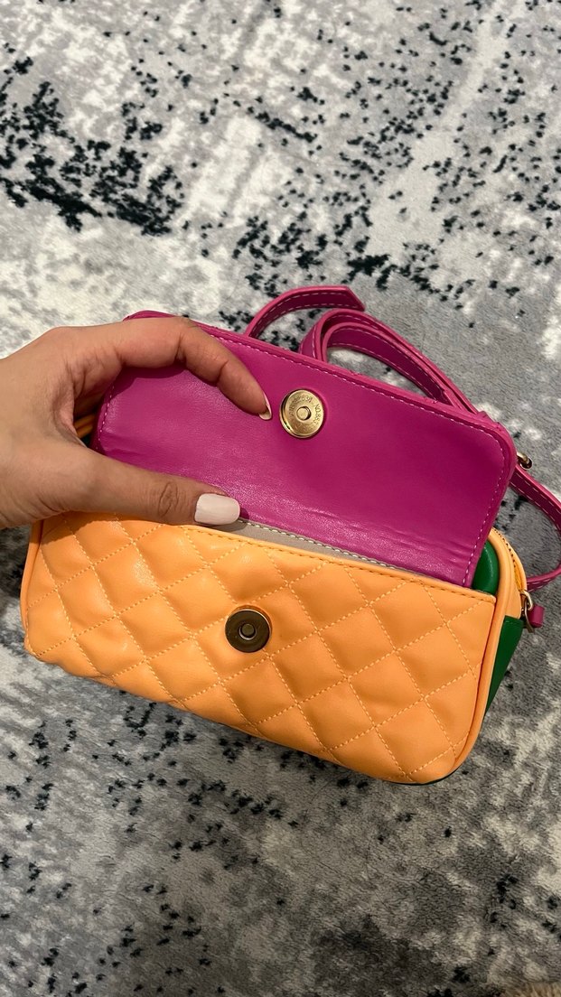 Elle Renkli Kadın Fermuarlı Omuz Çantası - Görsel 2