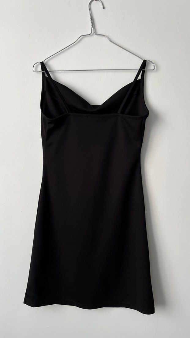 Drapeli Siyah Midi Elbise - Görsel 2