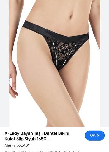 Penti X-Lady Siyah Dantelli Taşlı Bikini Slip Külot
