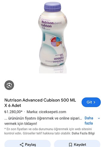 Gelinlik Nutricia Protein Süt Mama Whey Diyet 500 ML x12 adet
