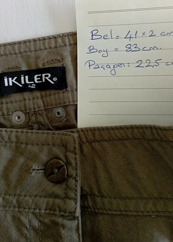 42 Beden İkiler 42 Kadın Haki Kumaş Pantolon