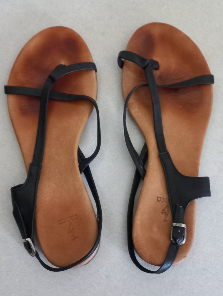 Kahverengi İnce Bantlı Kadın Sandalet - Görsel 4