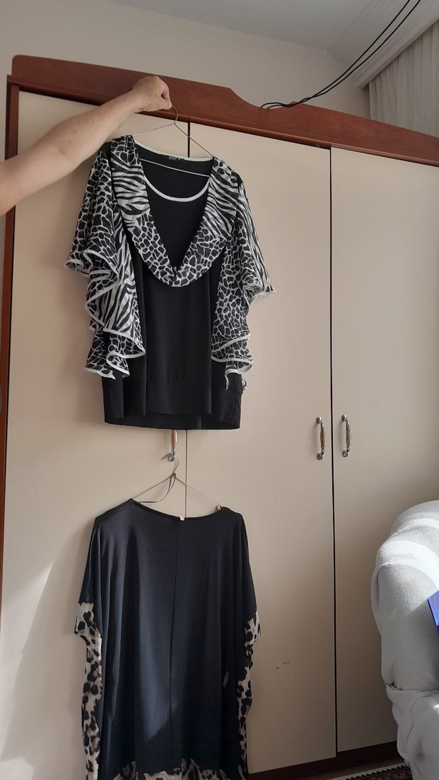 Zebra Desenli Mini Siyah Drapeli Bluz - Görsel 4