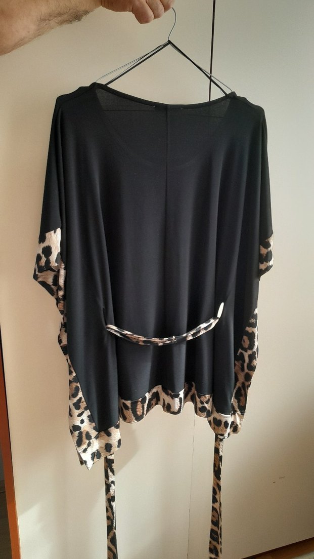 Leopar Desenli Siyah Abiye Bluz - Görsel 2