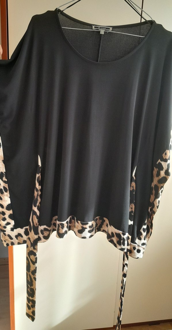 Leopar Desenli Siyah Abiye Bluz - Görsel 3