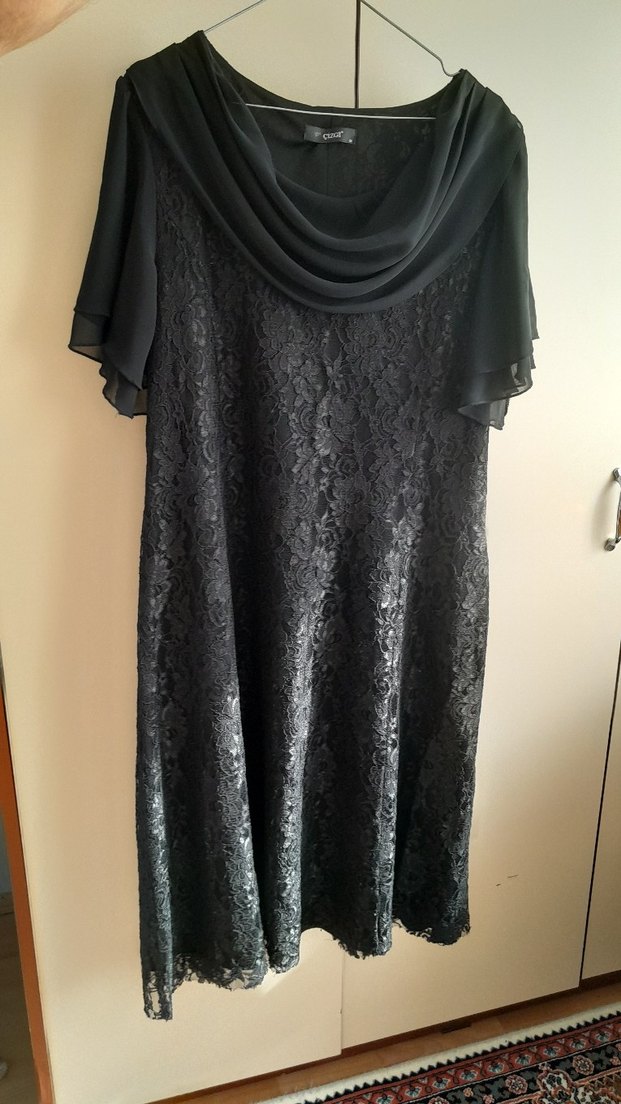 Drapeli Fransız Güpürlü Abiye Elbise - Görsel 4