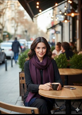 Vakko Bordo Kadın Erkek Yün Atkı - Görsel 6