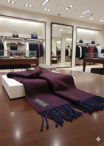 Vakko Bordo Kadın Erkek Yün Atkı - Görsel 2