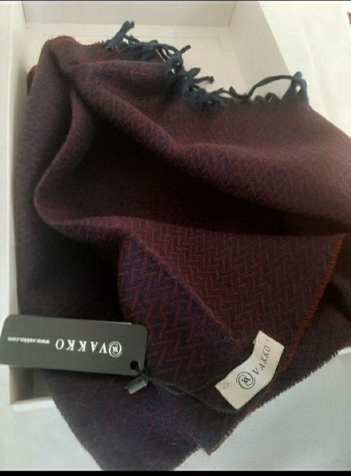 Vakko Bordo Kadın Erkek Yün Atkı - Görsel 3