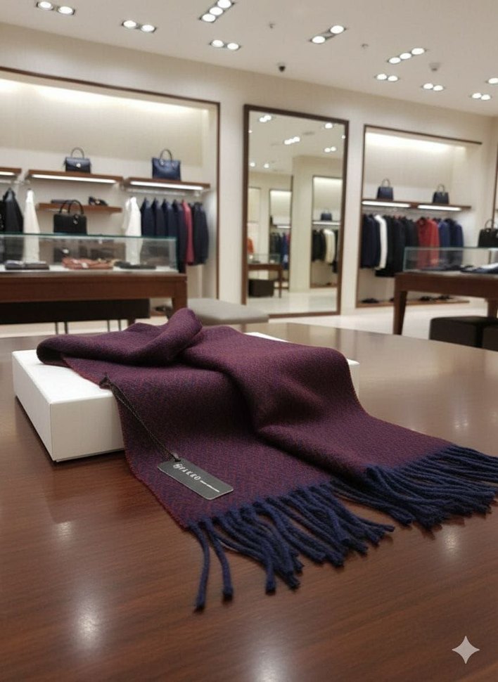 Vakko Bordo Kadın Erkek Yün Atkı - Görsel 2