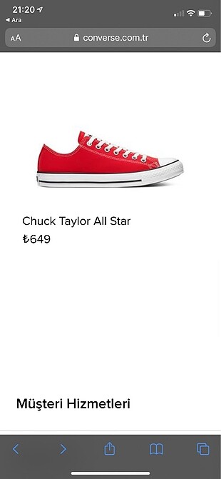 converse orjinal sayılı giyildi