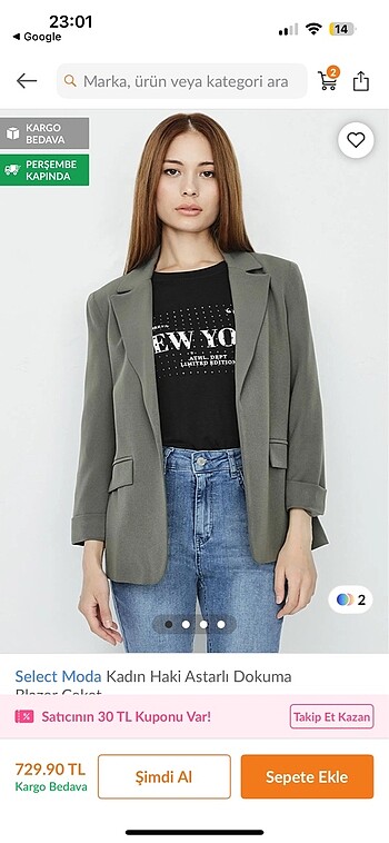40 Beden haki Renk Haki blazer ceket