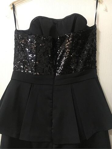 36 Beden siyah Renk Koton Mini Kısa Abiye