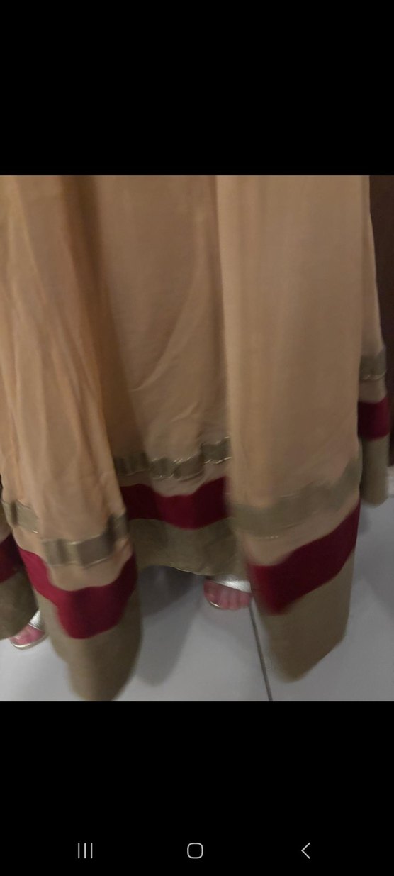 Uzun Bej Nakışlı Kadın Elbisesi - Görsel 3