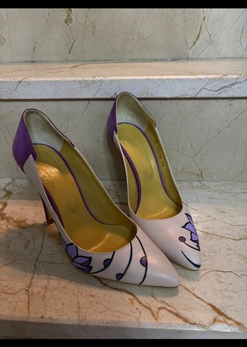 Mor Desenli Yüksek Topuklu Stiletto - Görsel 2