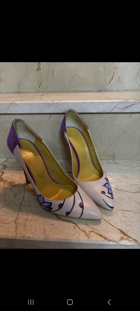 Mor Desenli Yüksek Topuklu Stiletto - Görsel 2