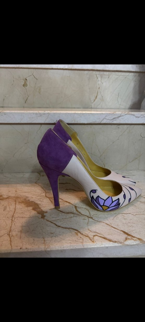 Mor Desenli Yüksek Topuklu Stiletto - Görsel 3